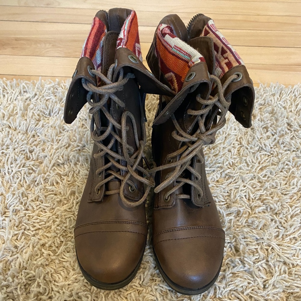 Brown lace up boots